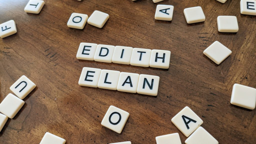 Indie bridal designer Edith Élan name in scrabble letters