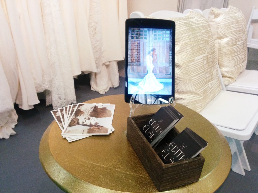 Details of the Edith Élan market booth during NY Bridal Fashion Week 2016