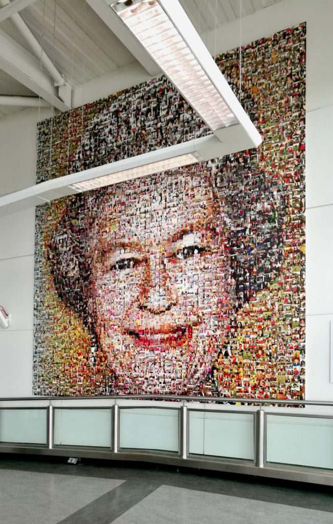 Queen Elizabeth II mosaic art piece in the London Gatwick Airport