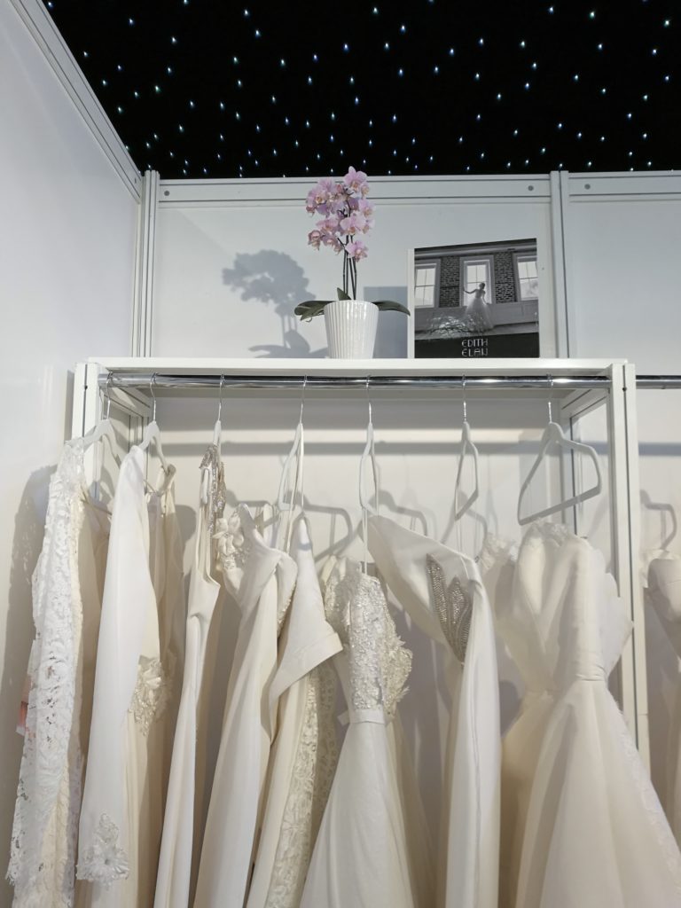 Details from inside the Edith Élan booth at the White Gallery show during London bridal week 2017