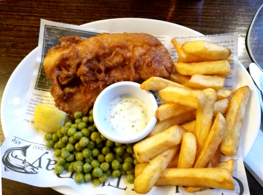 Fish and chips from a pub on Carnaby street