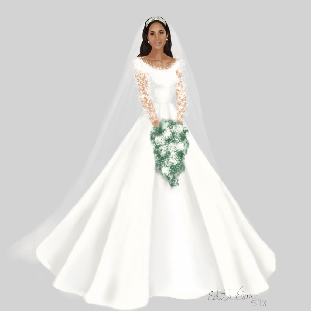 Meghan Markle royal wedding dress prediction sketch by indie bridal designer Edith Elan
