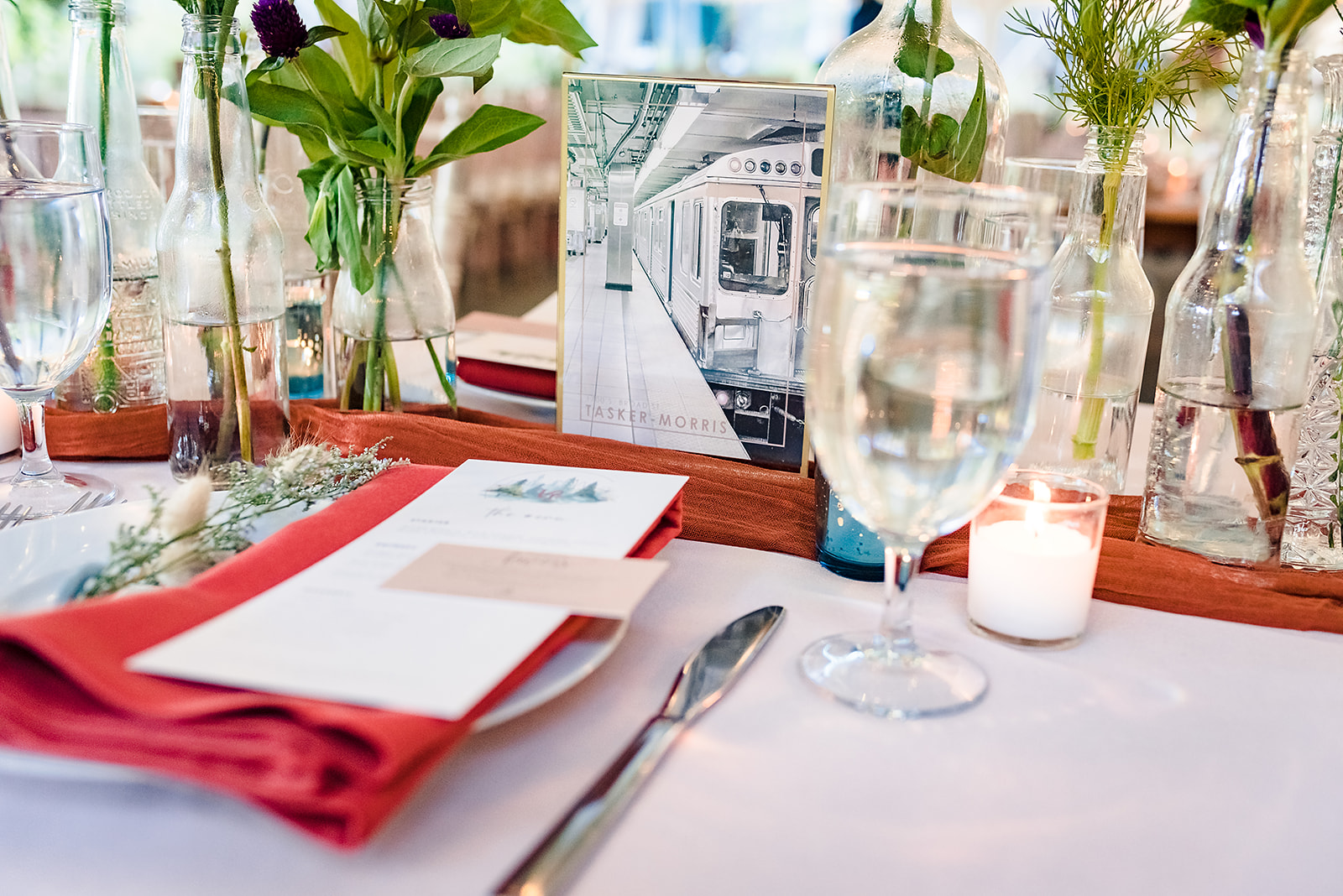 Awbury Arboretum wedding reception tablescape details