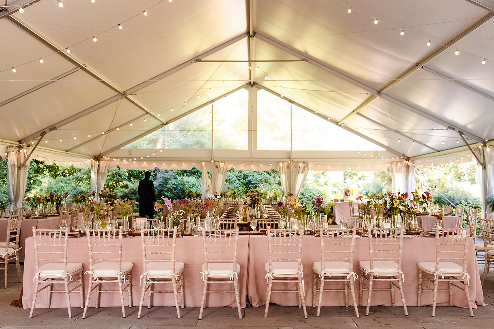 Tented wedding reception at Awbury Arboretum wedding in Philadelphia PA