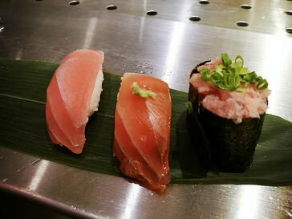 Sushi at a sushi restaurant in Tokyo Station.