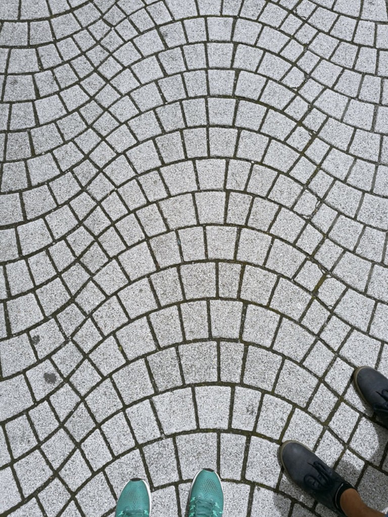 Wavy grey cobblestone in Kamakura Japan.