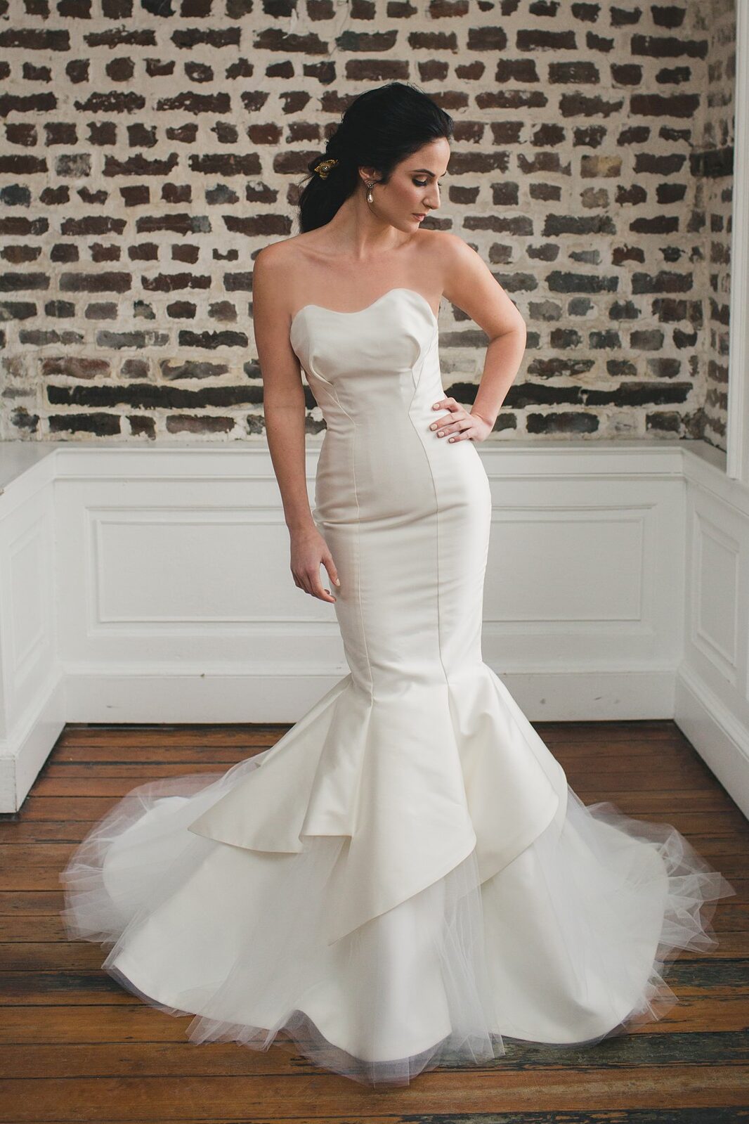 Amaryllis strapless mermaid wedding dress with tulle skirt