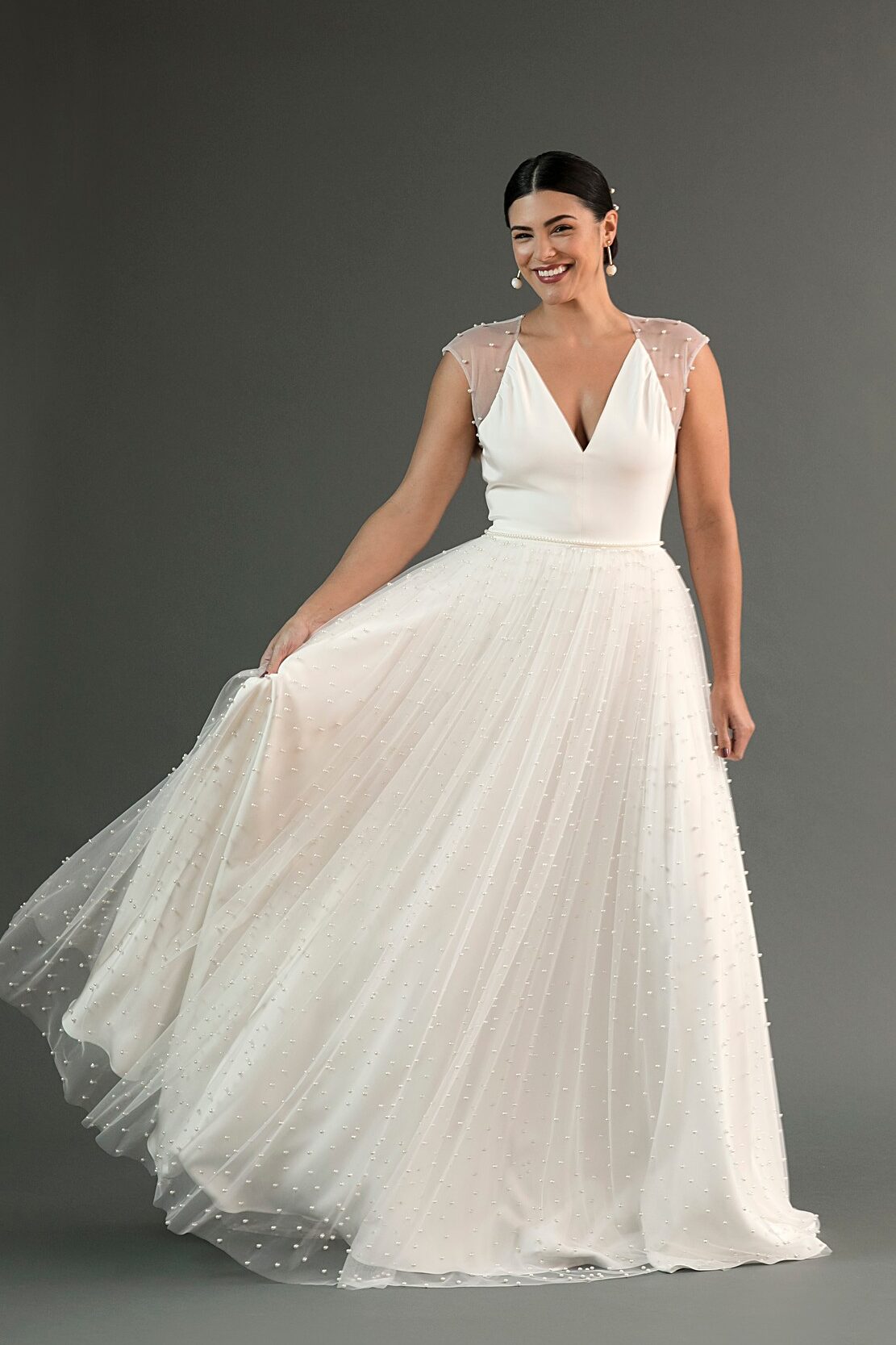 Chika a-line wedding dress with pearls