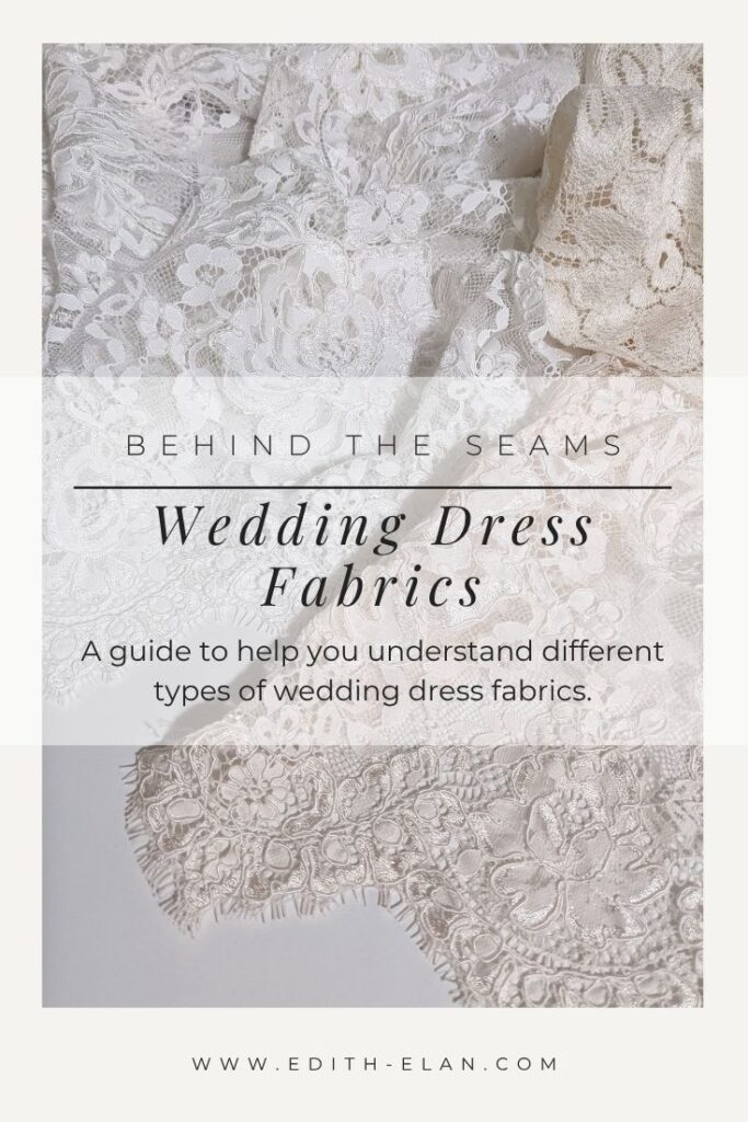 Wedding dress fabrics Pinterest pin