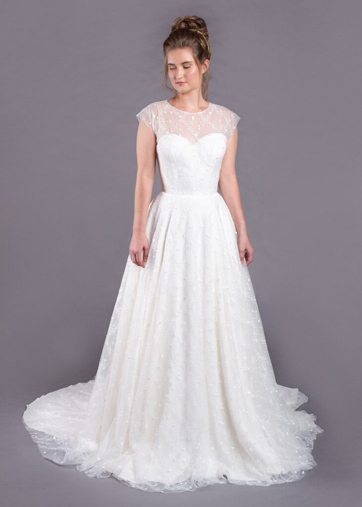 Sleeping Beauties Edith Élan Bridal Archives - Norma Jean illusion neckline wedding dress