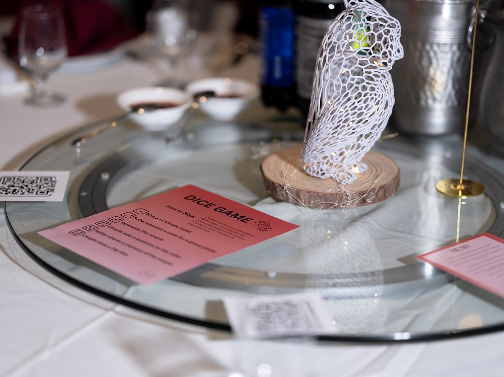 Asian American wedding reception dice game for guests to interact with the bride and groom.