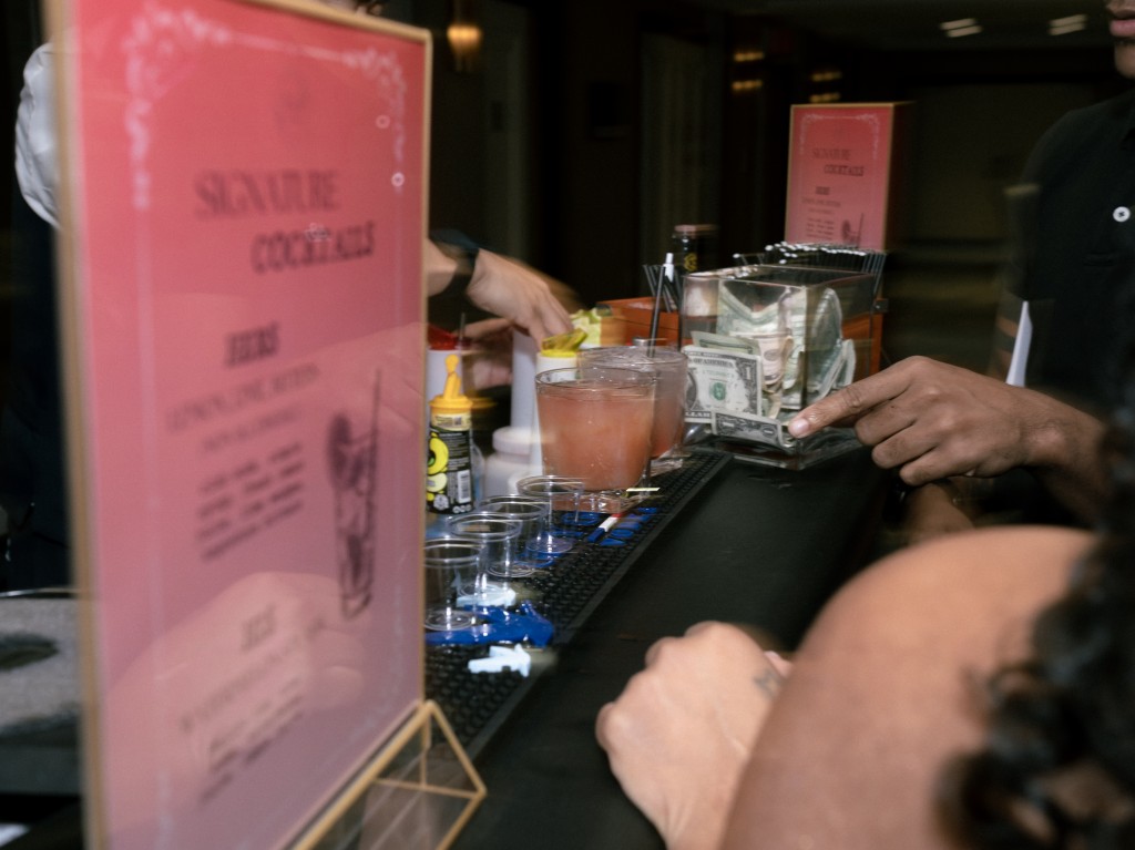 Bride and groom signature cocktail. NYC wedding cocktail hour.